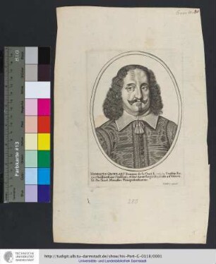 Henricus Groulart Dominus de la Court In omnib[us] Consiliis Regis Christianissimi Consiliari, et Suæ Sacræ Regiæ Majestatis ad Vniversal. Pac. Tract. Monaster. Plenipotentiarius / P. Aubry excud.