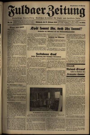 Erste Ausgabe vom Mittwoch, den 17. Februar 1937.