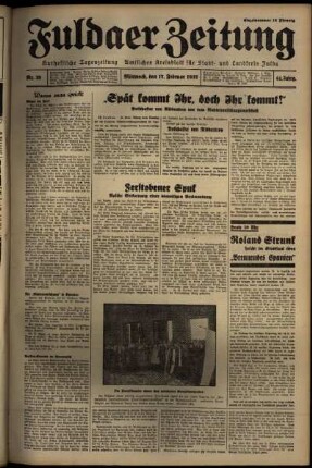 Erste Ausgabe vom Mittwoch, den 17. Februar 1937.