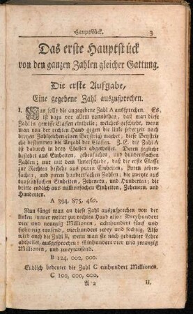 Das erste Hauptstück von den ganzen Zahlen gleicher Gattung.