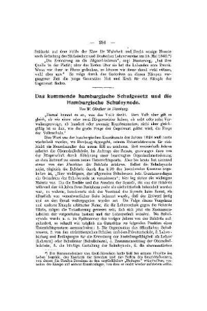 Das kommende hamburgische Schulgesetz und die Hamburgische Schulsynode