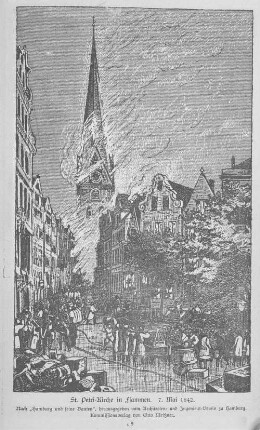 St.Petri-Kirche in Flammen 7. Mai 1842