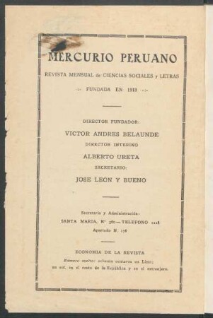 "Mercurio Peruano" - [Pie de imprenta]