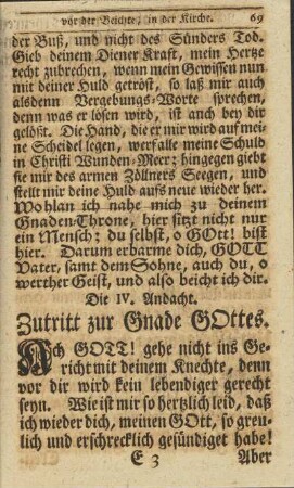 Die IV. Andacht. Zutritt zur Gnade Gottes
