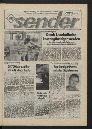 Betriebszeitung 'WF-Sender', Nr.18/1989 (1. Maiausgabe 1989)