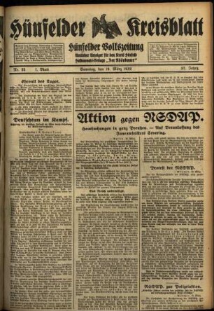 Erste Ausgabe vom Samstag, den 19. März 1932.