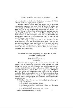 Das Problem vom Ursprung der Sprache in der neueren Psychologie : (Fortsetzung)