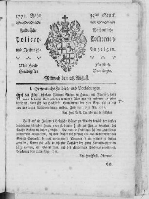 35tes Stück, Ausgabe vom 28. August 1771