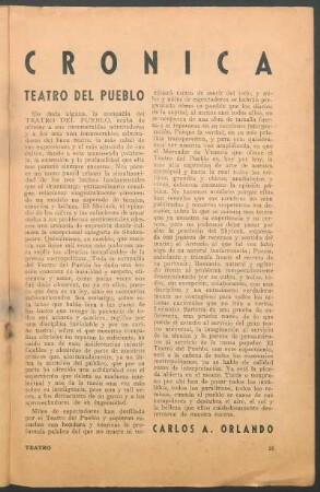 Crónica : teatro del pueblo