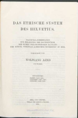 Das ethische System des Helvetius