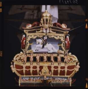 Vollmodell der zweideckigen brandenburgischen Fregatte "Friedrich Wilhelm zu Pferde", 1680, Maßstab 1:50, Detailansicht