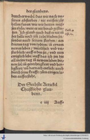 Der Sechste Artickel Christlichs glaubens