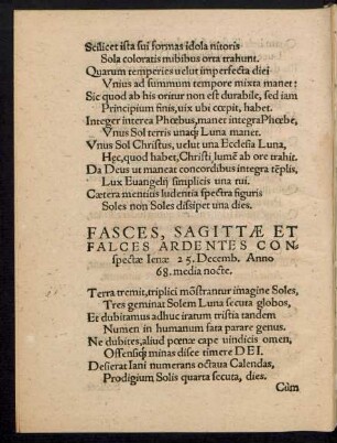Fasces, Sagittae Et Falces Ardentes Conspectae Ienae 25. Decemb. Anno 68. media nocte.