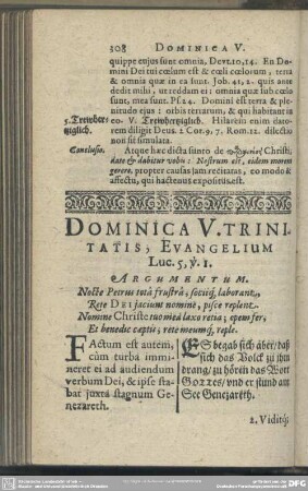Dominica V. Trinitatis, Evangelium Luc. 5, v. 1.