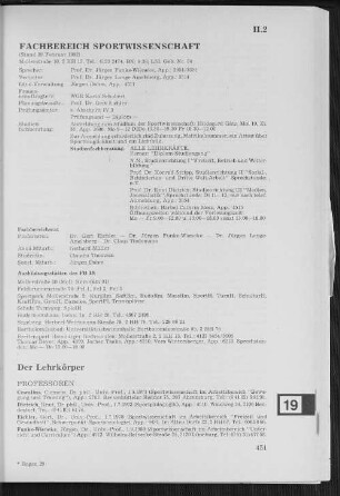 Fachbereich Sportwissenschaft