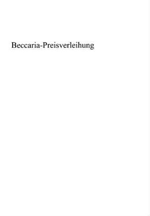 611-630, Beccaria-Preisverleihung
