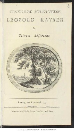 Unserm Freunde Leopold Kayser bei Seinem Abschiede