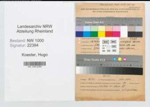 Entnazifizierung Hugo Koester, geb. 16.03.1896 (Kraftfahrer)