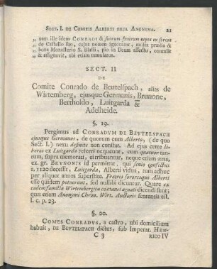 Sect. II. De Comite Conrado de Beutelspach, alias de Wirtemberg, ejusque Germanis, Brunone, Bertholdo, Luitgarda & Adelheide