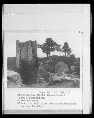 Streitberg. Ruine Neideck. Blick zum Wohnturm der Kernburg