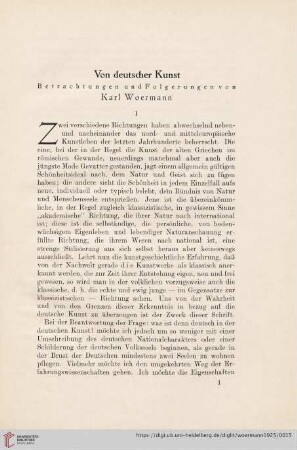 Von deutscher Kunst - Betrachtungen und Folgerungen von Karl Woermann