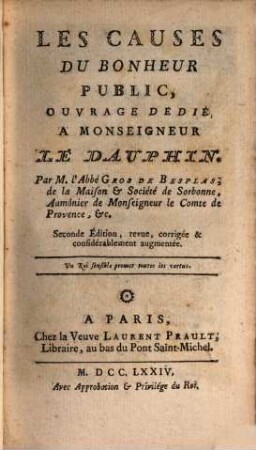 Les Causes Du Bonheur Public, 1