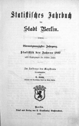 24.1897: Statistisches Jahrbuch der Stadt Berlin