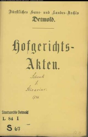 Schenk, Joh. Friedrich, Weinhändler gegen Konduktor Stivarius zu Braunenbruch - Schuldforderung