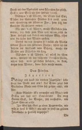 Das Fünfte. Jägerlied.