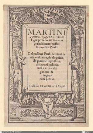 Martini Dorpii Sacrae Theologiae professoris Oratio