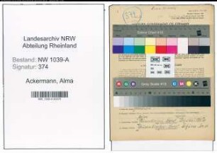 Entnazifizierung Alma Ackermann , geb. 25.12.1903 (Geschaeftsinhaberin)