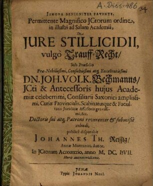 De Iure Stillicidii, vulgo Trauff-Recht