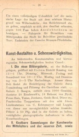Kunst-Anstalten u. Sehenswürdigkeiten.