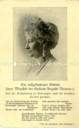 Postkarte mit Gedicht Auguste Viktorias