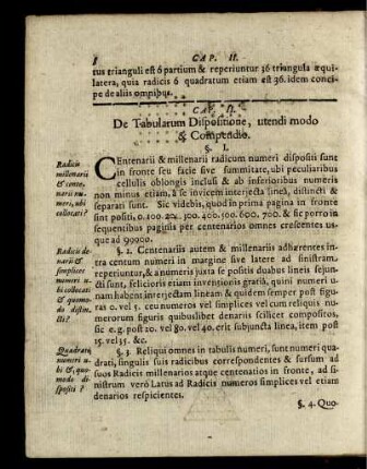 Cap. II. De Tabularum Dispositione, utendi modo & Compedio.