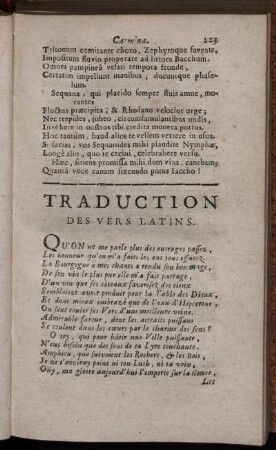 Traduction des Vers Latins.