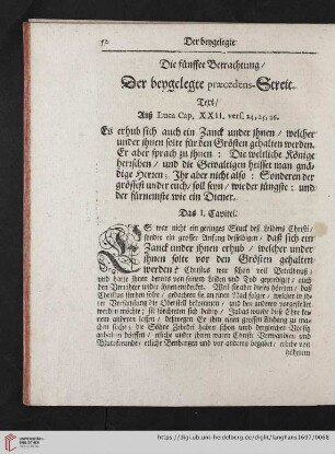 Die fünffee Betrachtung der beygelegte praecedens-Streit