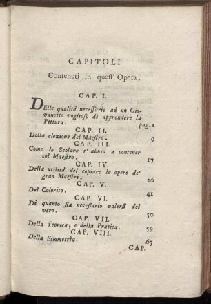 Capitoli Contenuti in quest' Opera