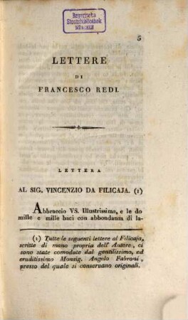 Opere. Vol. 8, Lettere di Francesco Redi
