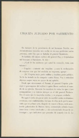 Urquiza juzgado por Sarmiento