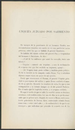 Urquiza juzgado por Sarmiento
