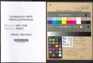 Entnazifizierung Bernhard Giesen , geb. 11.01.1922 (Elektriker)