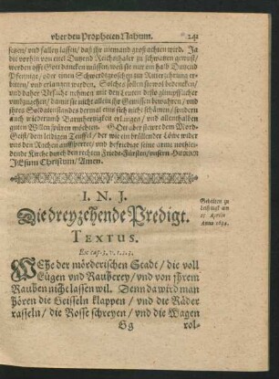 Die dreyzehende Predigt.