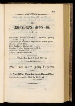 I. Juristische Examinations=Commission.