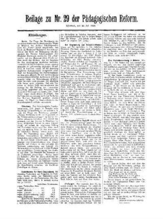 Mitteilungen : Beilage zu Nr. 29 der Pädagogischen Reform