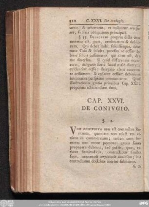 Cap. XXVI. De Coniugio.