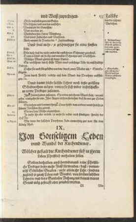 IX. Von Gottseligem Leben unnd Wandel der Kirchendiener.