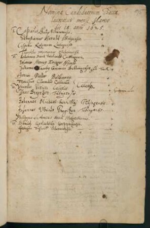 [Matrikel] Nomina Candidatorum Baccalaureatus1625-1748