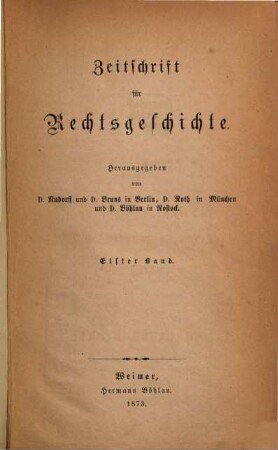Zeitschrift für Rechtsgeschichte. 11, 11. 1873