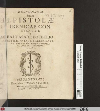 Responsum datum Epistolae Irenicae Constantini